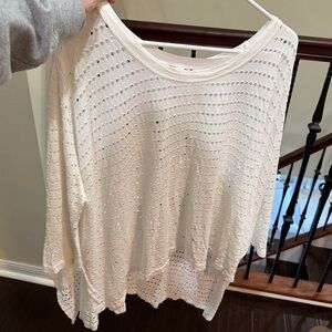 Hard Tail Forever Perforated Top Dolman Sleeve Oversized Fit White Size XS